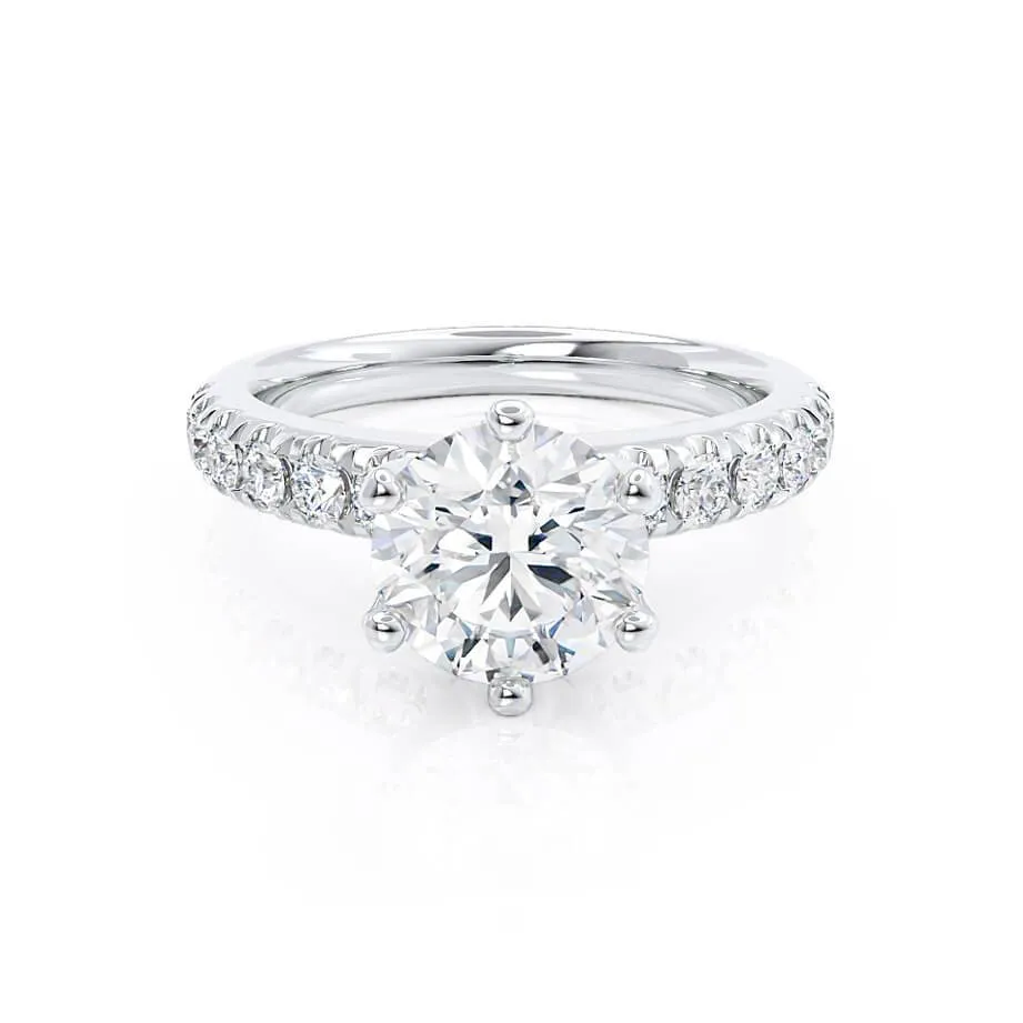 BELLE - Round Moissanite Platinum Shoulder Set Ring