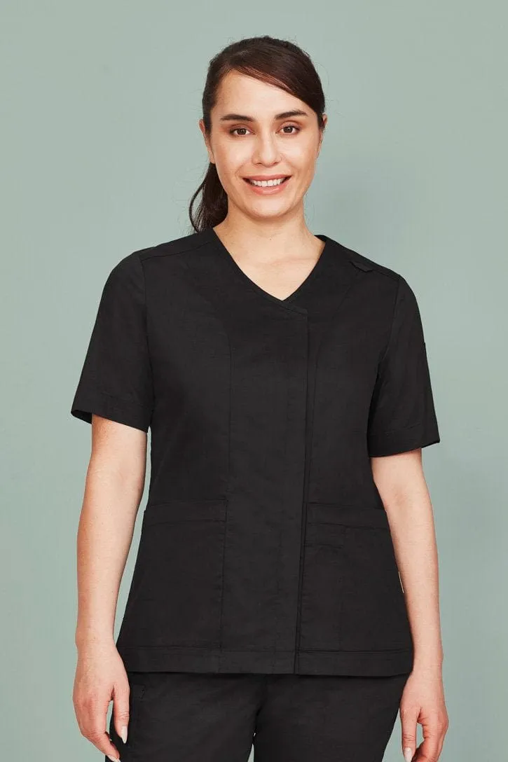 Biz Care Parks Womens Zip Front Crossover Scrub Top CST240LS