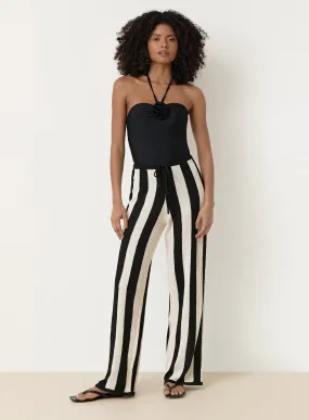 Black And White Striped Knit Trouser- Cuba