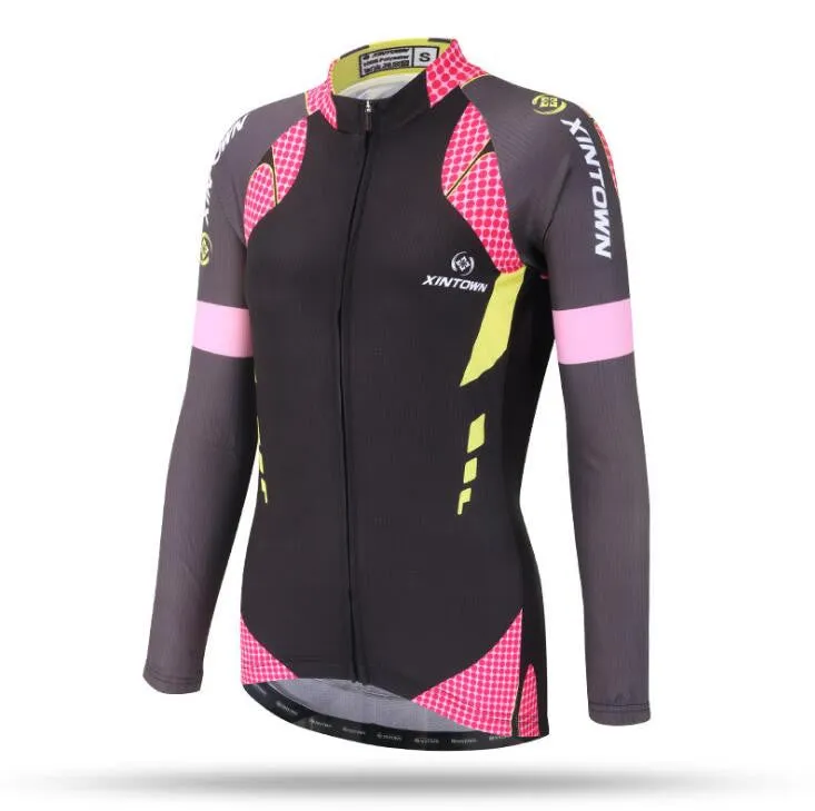 Black Pink Long Sleeve Cycling Jersey Set