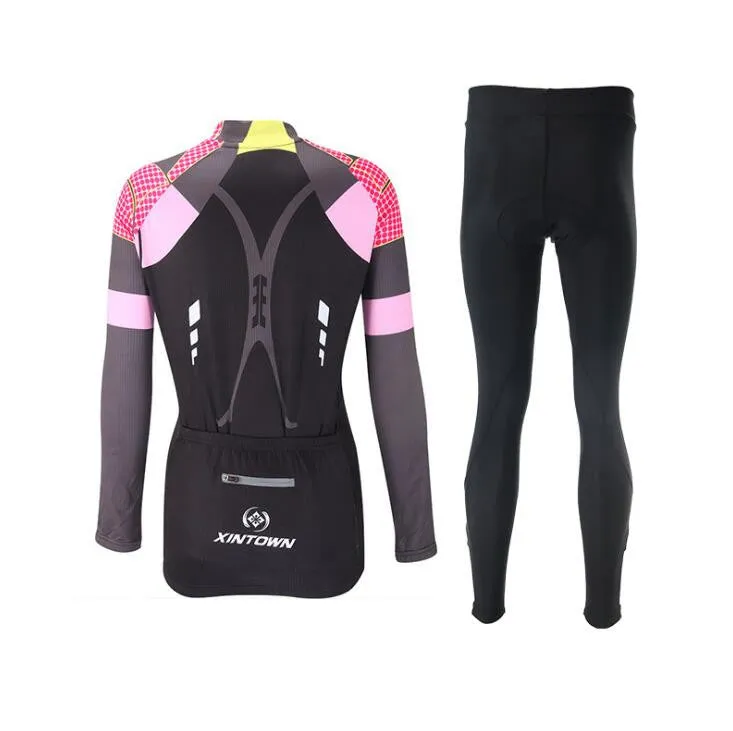 Black Pink Long Sleeve Cycling Jersey Set