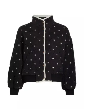 Blackbird Jacket ~ Black W/ Cream Floral Embroidery