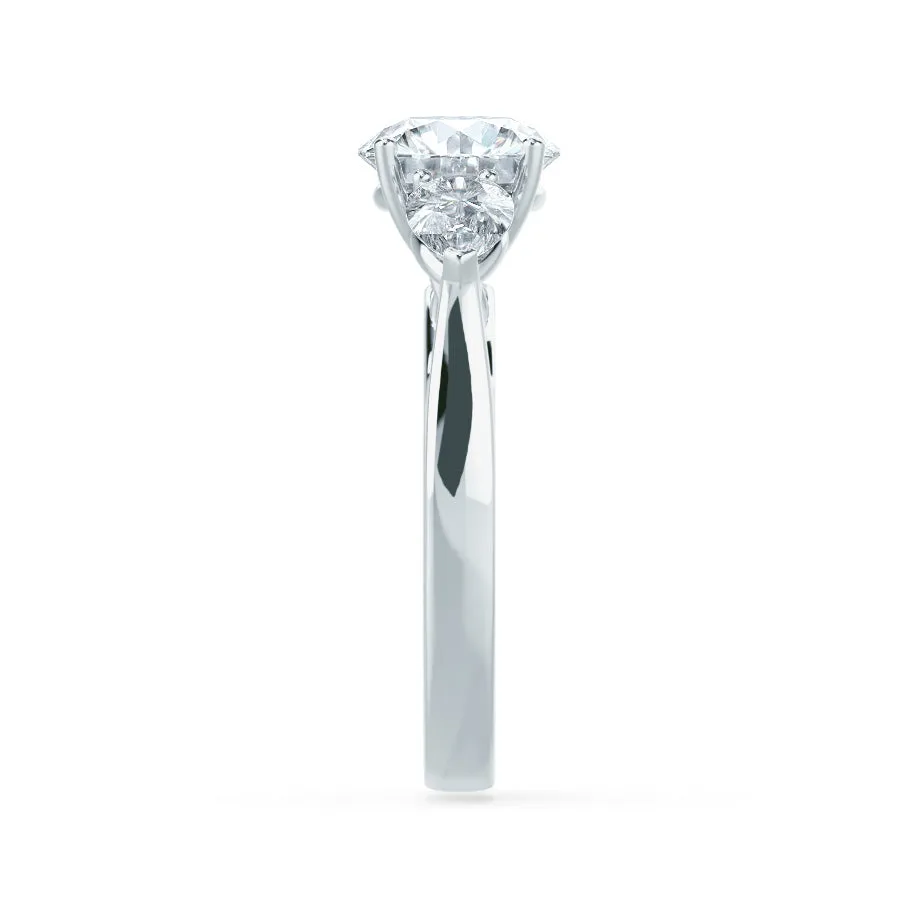 BLOSSOM - Round Lab Diamond & Pear Cut Diamond 950 Platinum Trilogy Ring