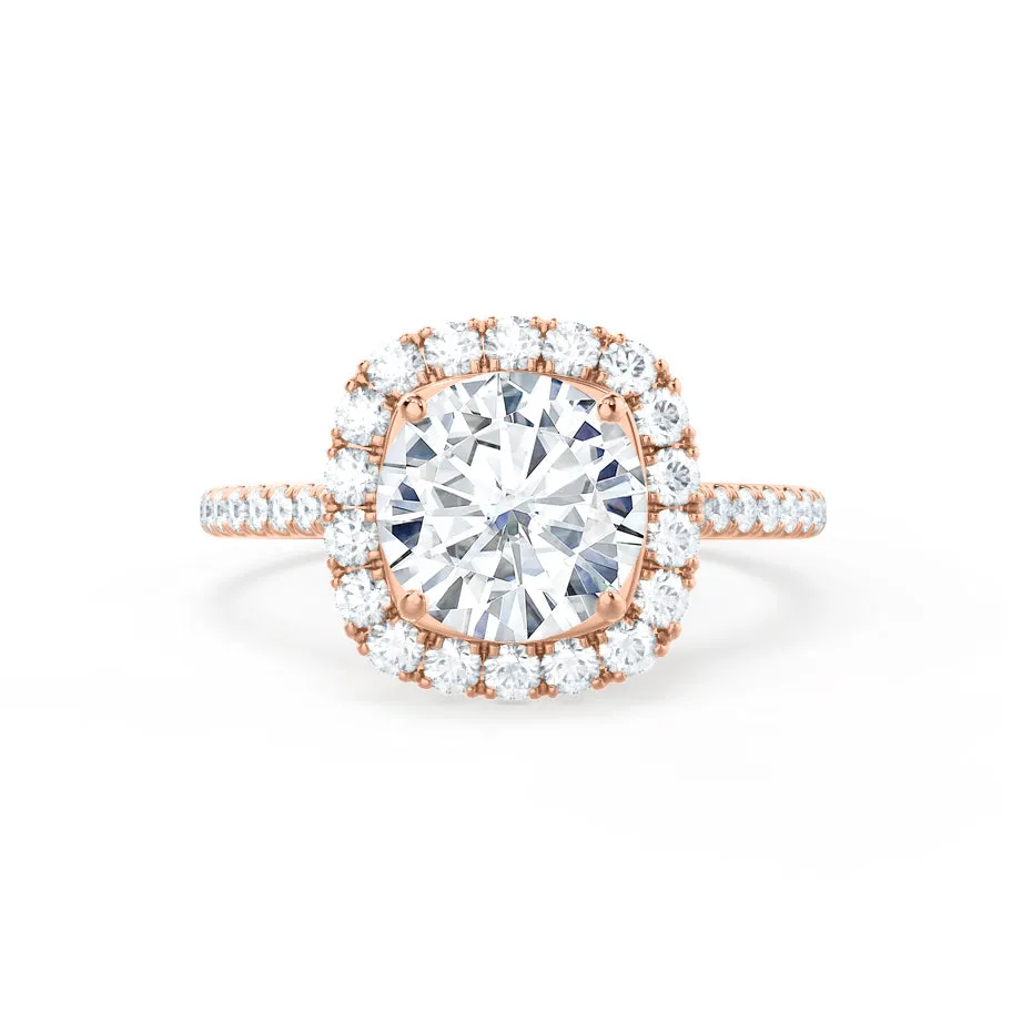 BLUSH - Round Lab Diamond 18k Rose Gold Petite Halo Ring