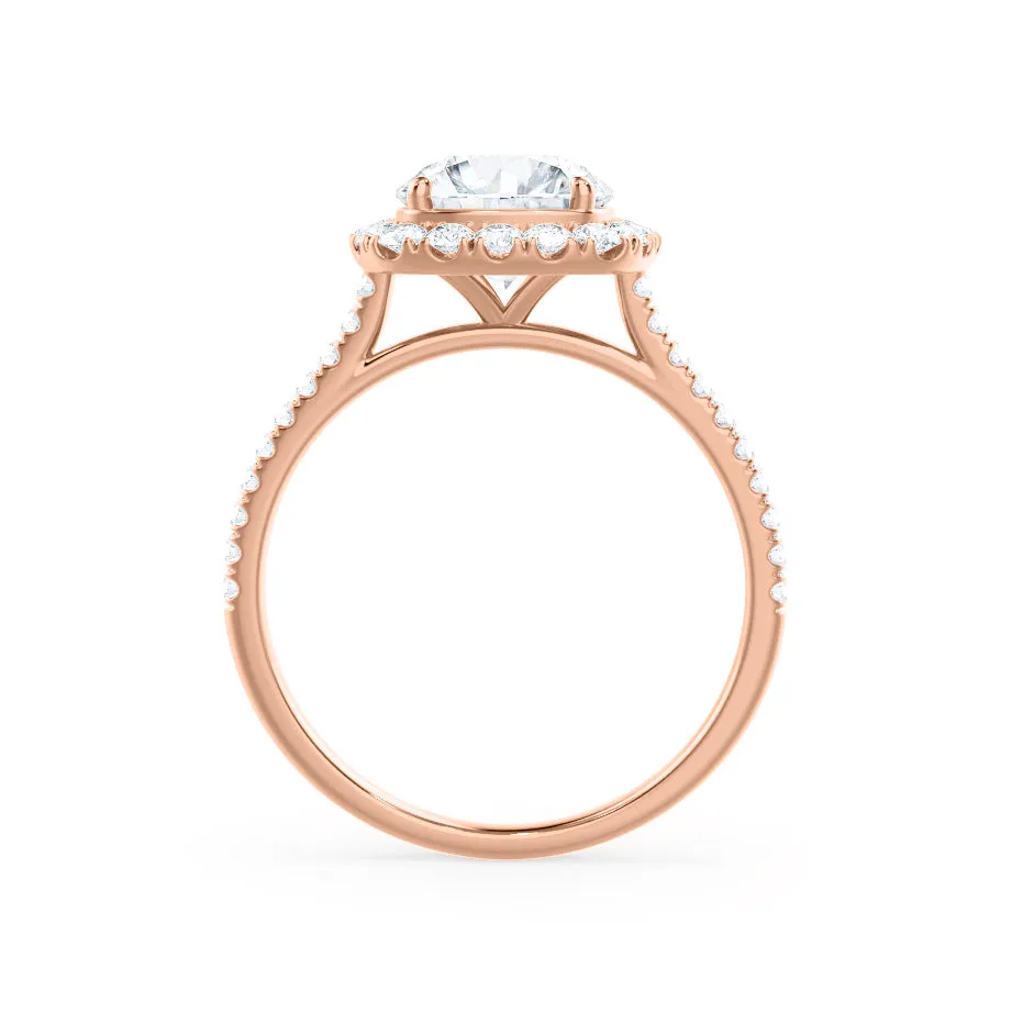 BLUSH - Round Lab Diamond 18k Rose Gold Petite Halo Ring