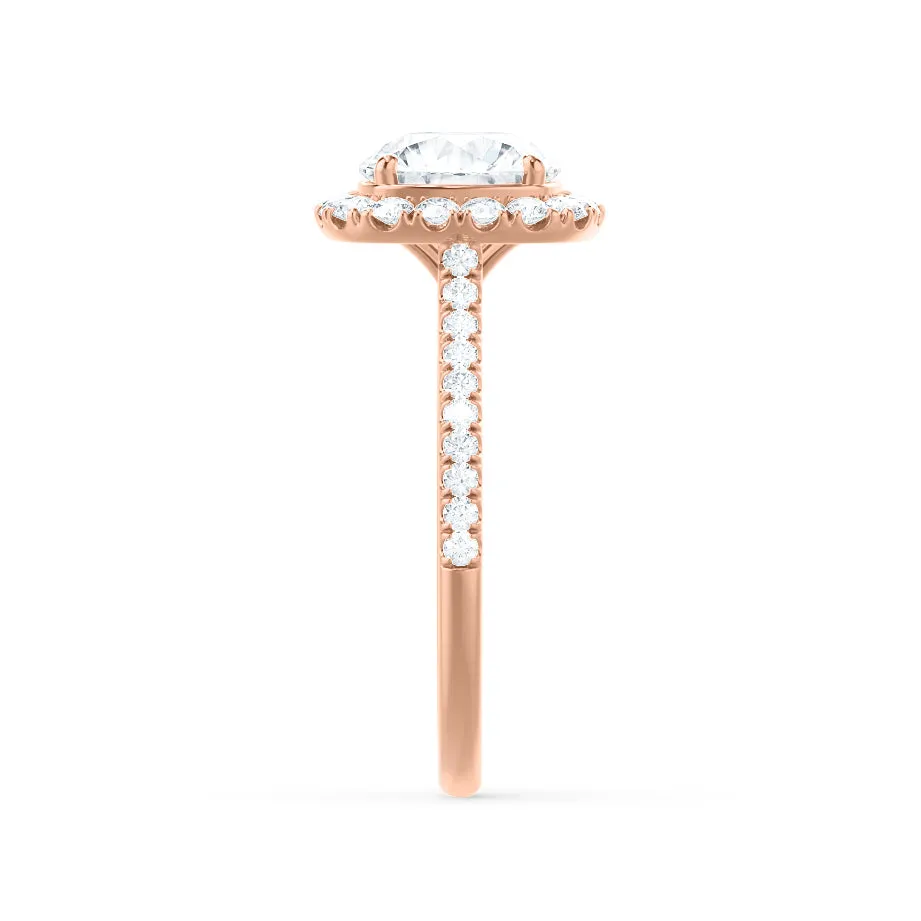 BLUSH - Round Lab Diamond 18k Rose Gold Petite Halo Ring