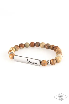 Born Blessed Brown Stone Stretch Bracelet - Paparazzi Accessories