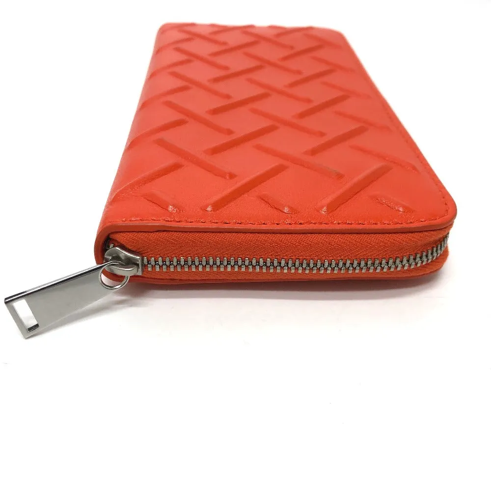 BOTTEGAVENETA Long Wallet Purse 593217 leather Orange Zip Around mens Used Authentic