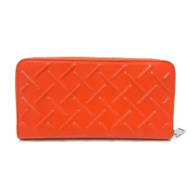 BOTTEGAVENETA Long Wallet Purse 593217 leather Orange Zip Around mens Used Authentic