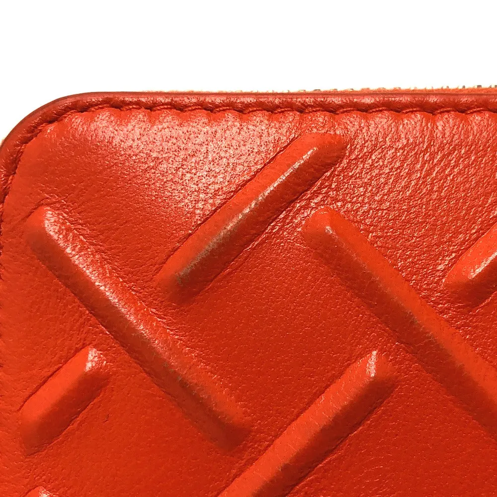 BOTTEGAVENETA Long Wallet Purse 593217 leather Orange Zip Around mens Used Authentic