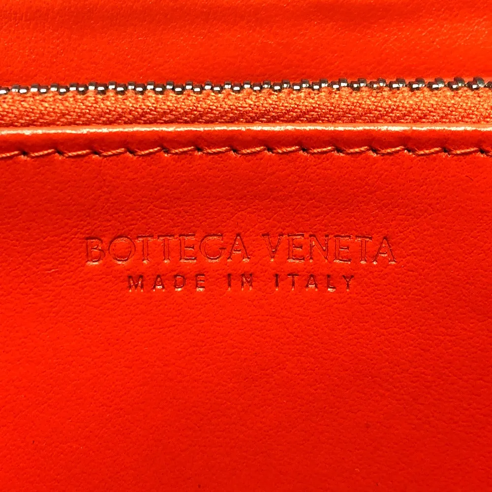 BOTTEGAVENETA Long Wallet Purse 593217 leather Orange Zip Around mens Used Authentic