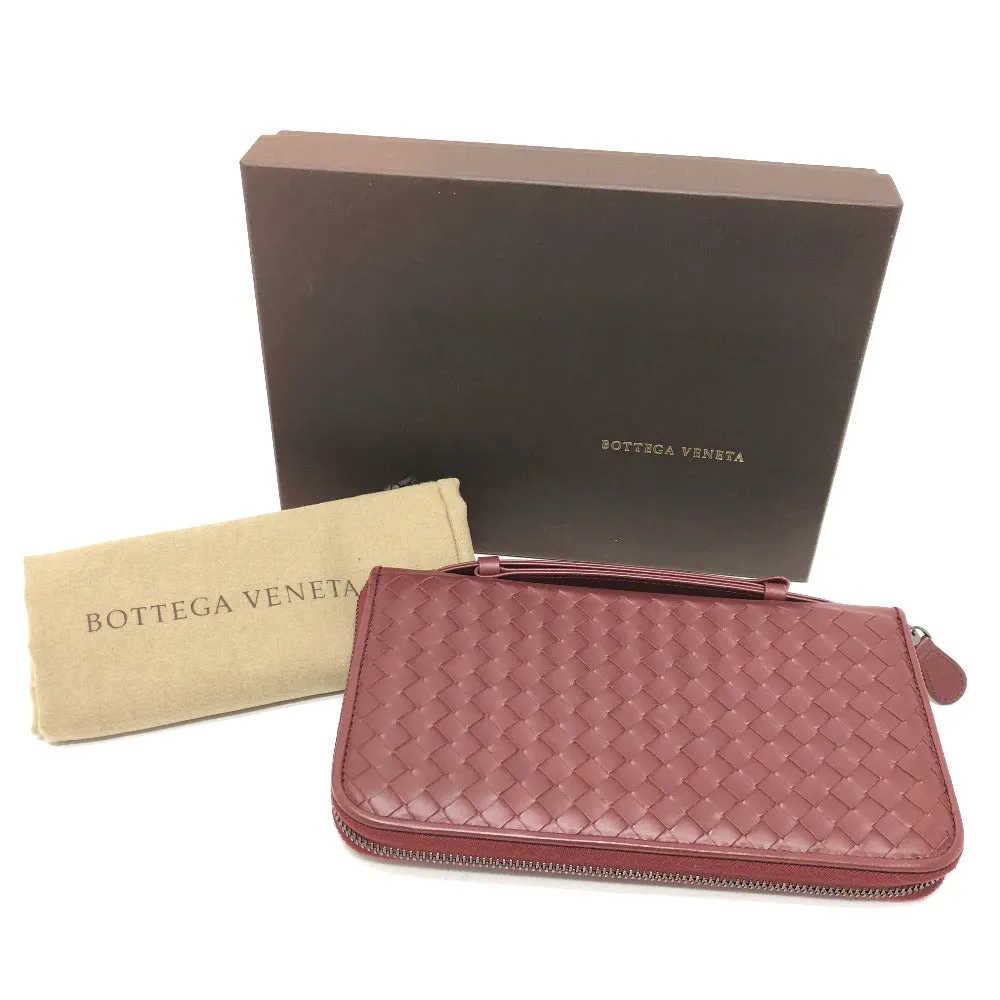 BOTTEGAVENETA Long Wallet Purse leather wine-red INTRECCIATO mens Used Authentic