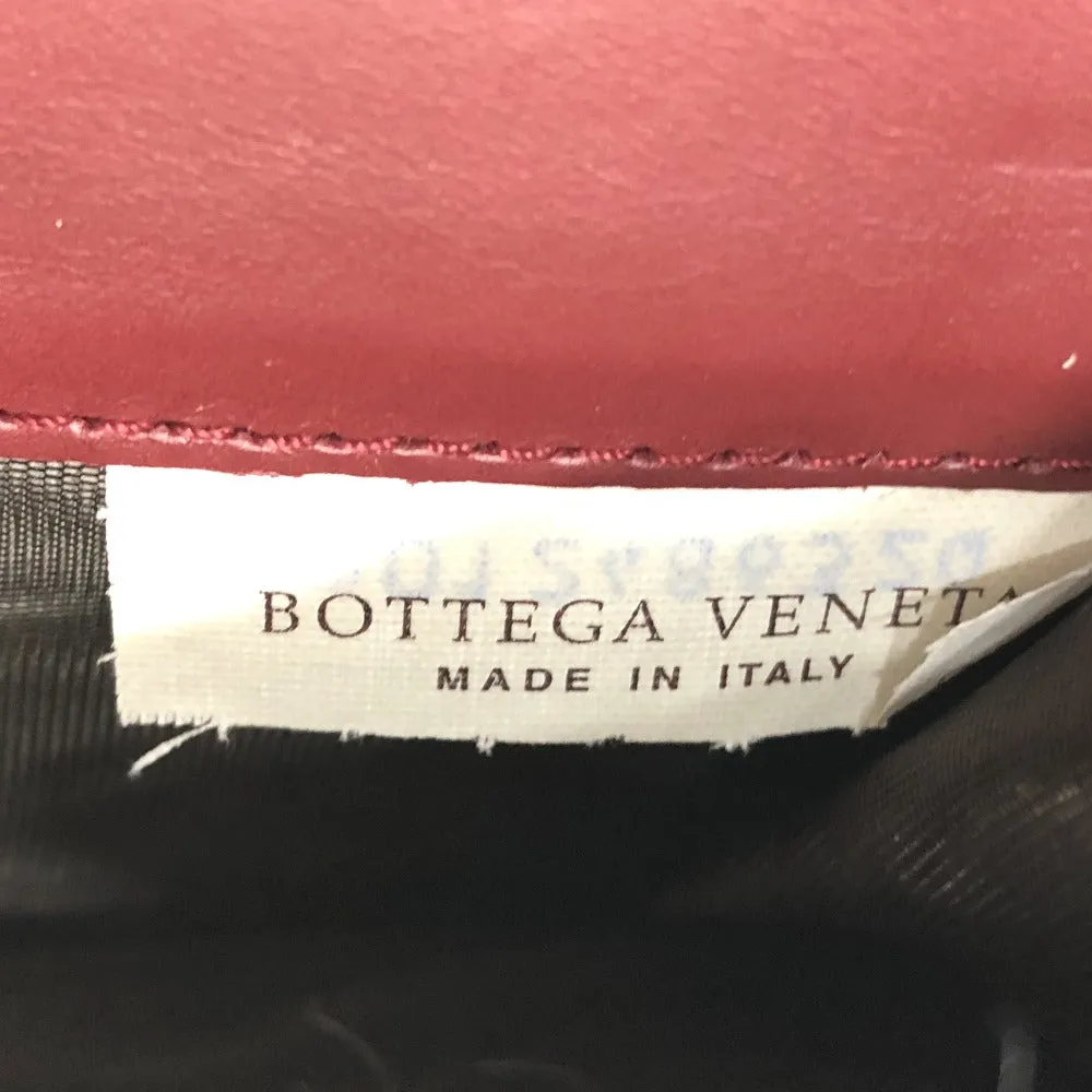 BOTTEGAVENETA Long Wallet Purse leather wine-red INTRECCIATO mens Used Authentic