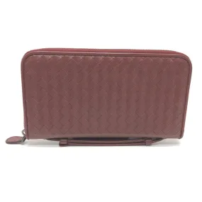 BOTTEGAVENETA Long Wallet Purse leather wine-red INTRECCIATO mens Used Authentic