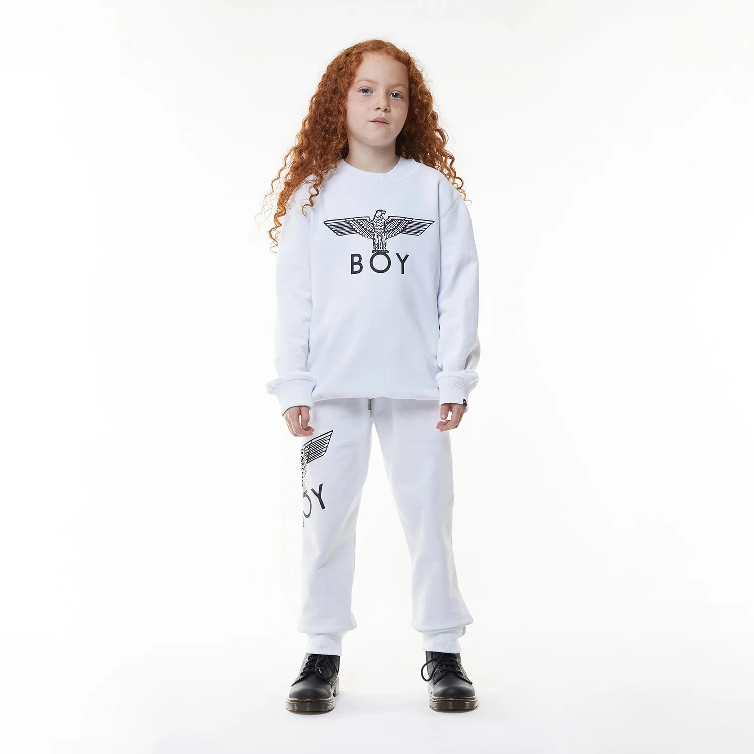 BOY EAGLE KIDS SWEATSHIRT - WHITE / BLACK