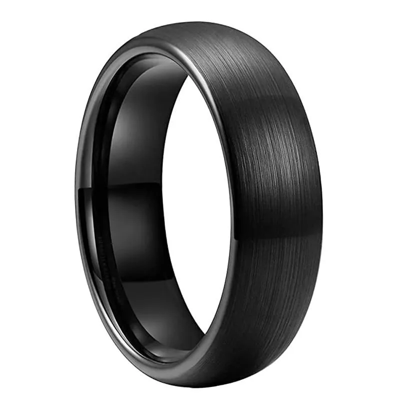 Brushed Black Dome Tungsten Ring (6mm)