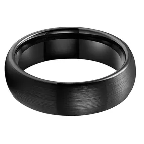 Brushed Black Dome Tungsten Ring (6mm)