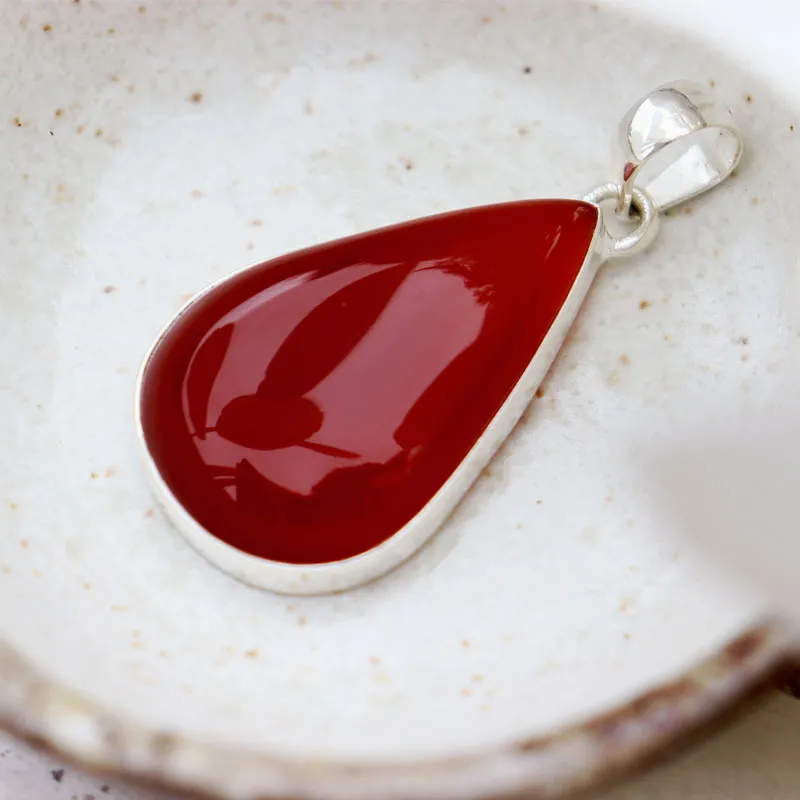 Bry Orange Carnelian Teardrop Pendant