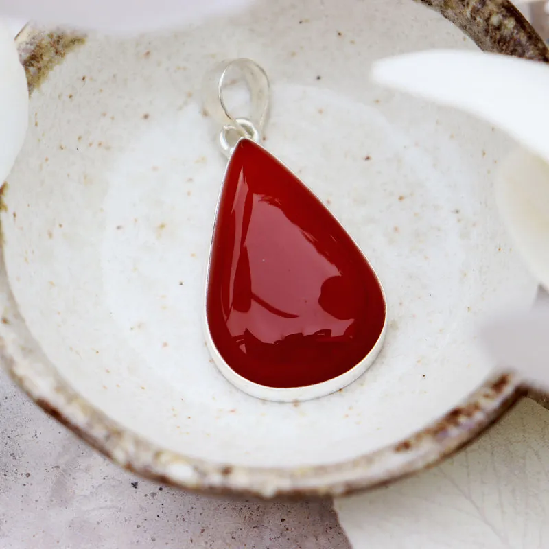 Bry Orange Carnelian Teardrop Pendant