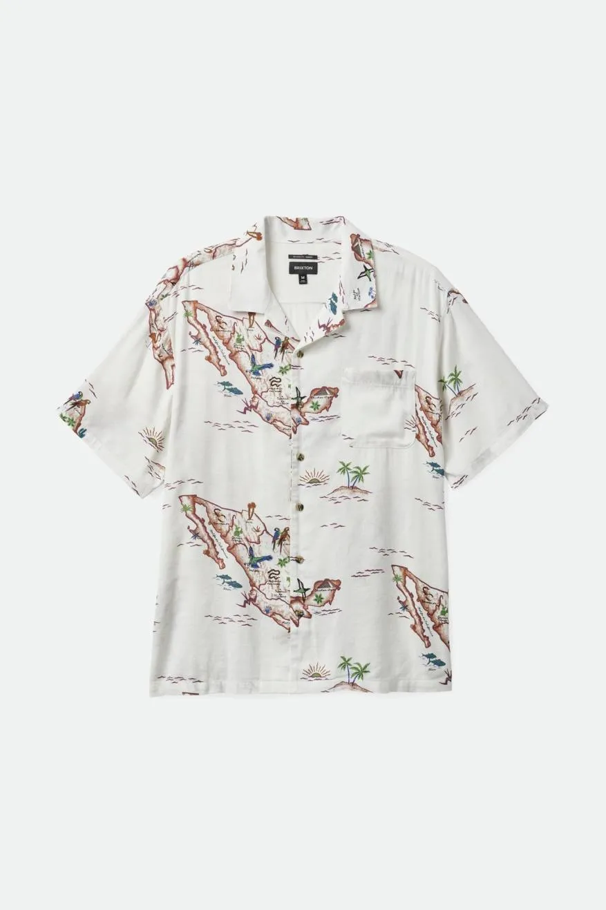 Bunker Slub S/S Camp Collar Woven Shirt - Off White/Map