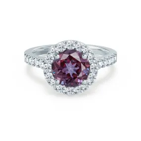 CECILY - Chatham® Lab Grown Alexandrite & Diamond Platinum 950 Halo Ring