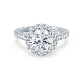 CECILY - Round Moissanite & Diamond Platinum Halo