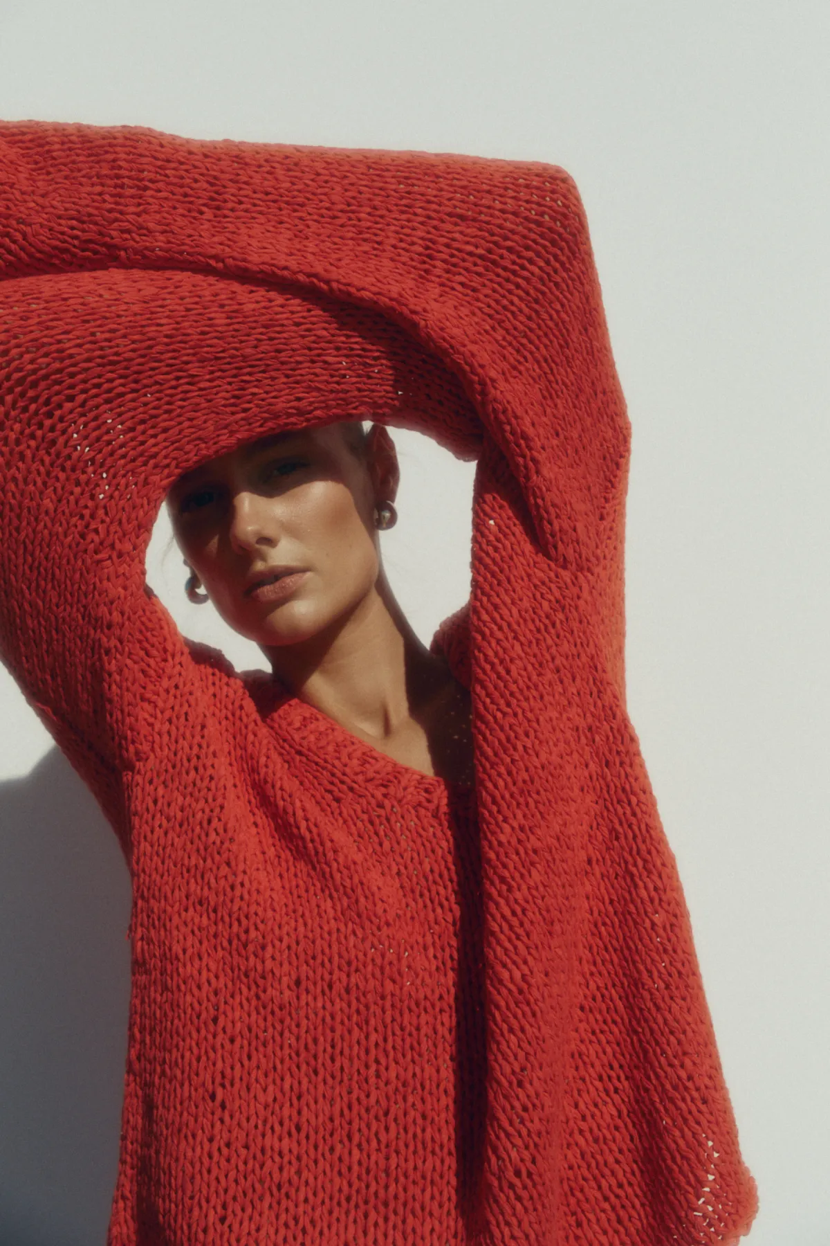 Chilli Linen Cotton Blend Hand Knit Jumper