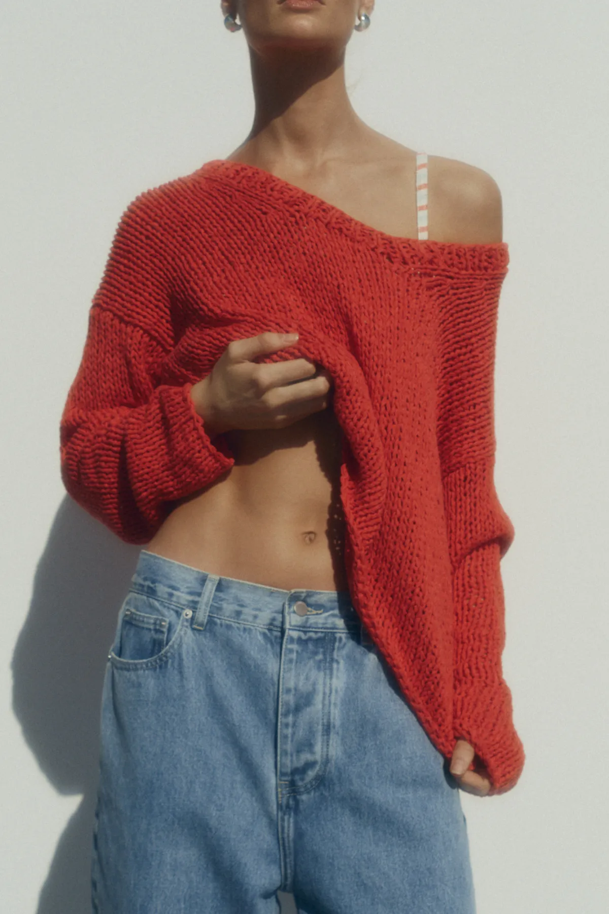 Chilli Linen Cotton Blend Hand Knit Jumper