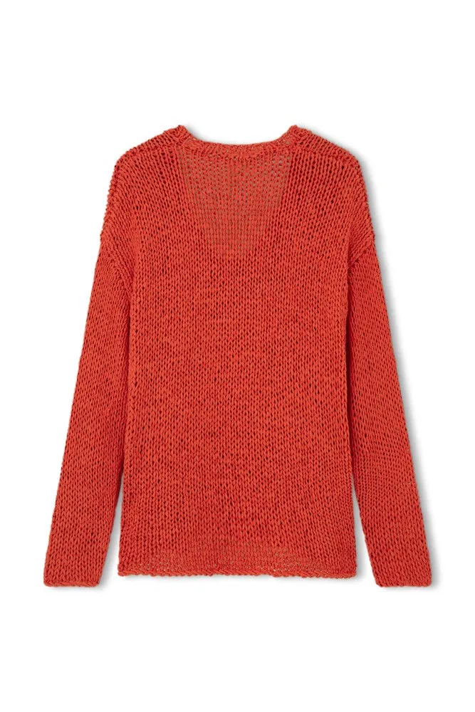 Chilli Linen Cotton Blend Hand Knit Jumper