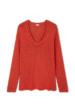 Chilli Linen Cotton Blend Hand Knit Jumper