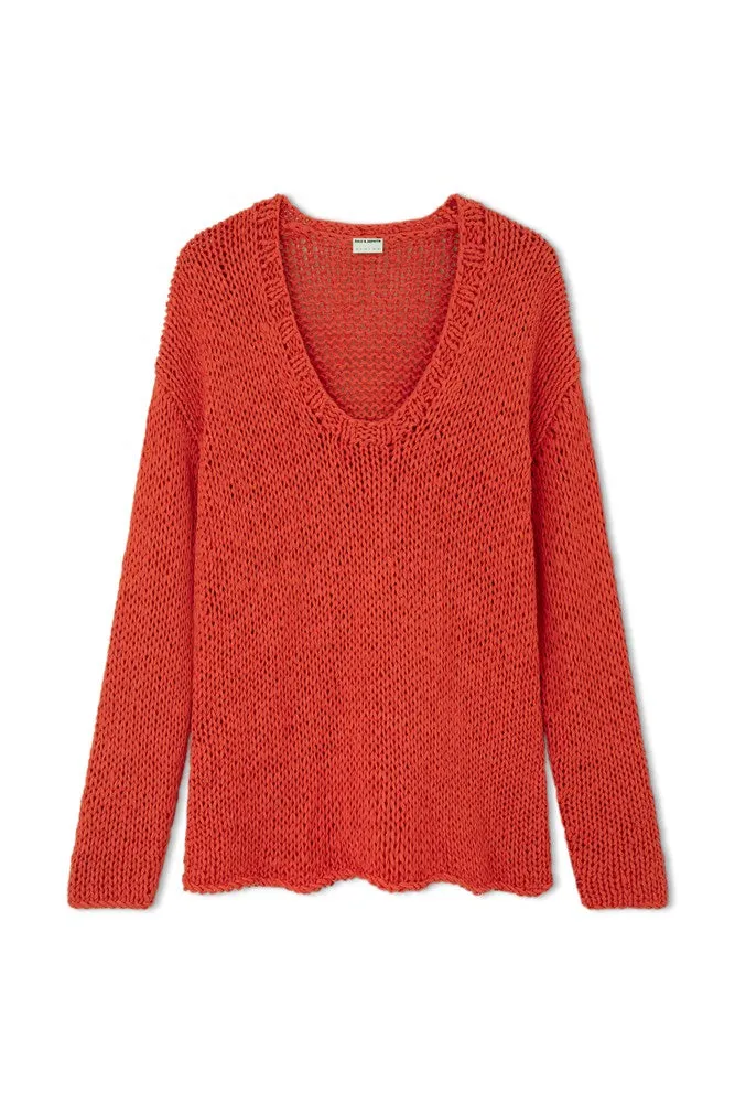 Chilli Linen Cotton Blend Hand Knit Jumper