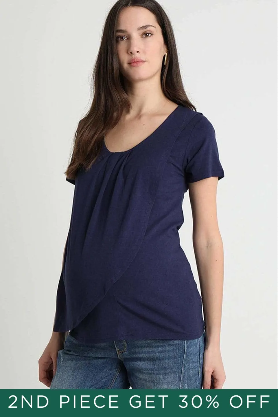 Cloria Overlap Nursing Top Navy