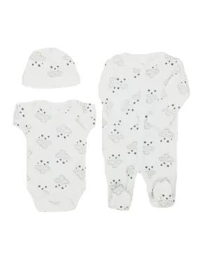 Cloud & Stars Bundle - Vest, Sleepsuit & Hat