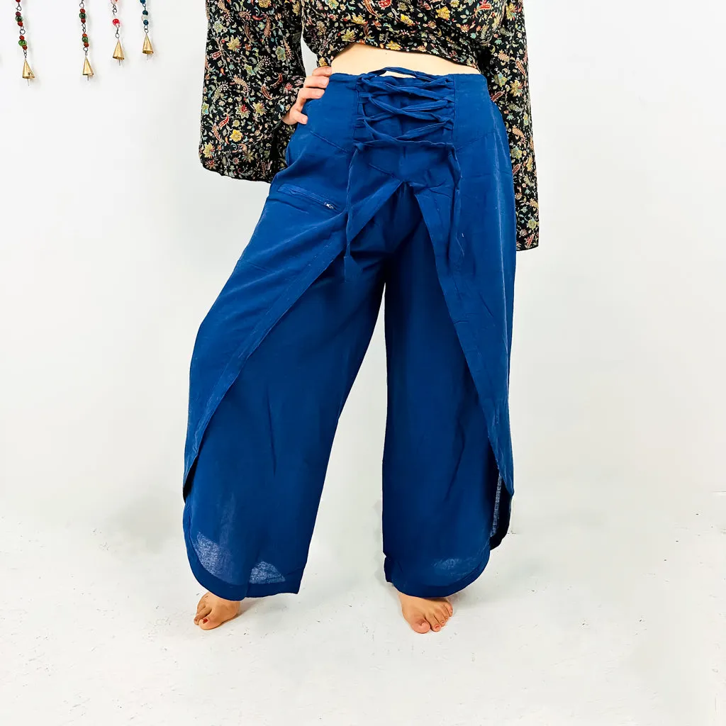 Cotton Double Layer Wide Leg Palazzo Pant