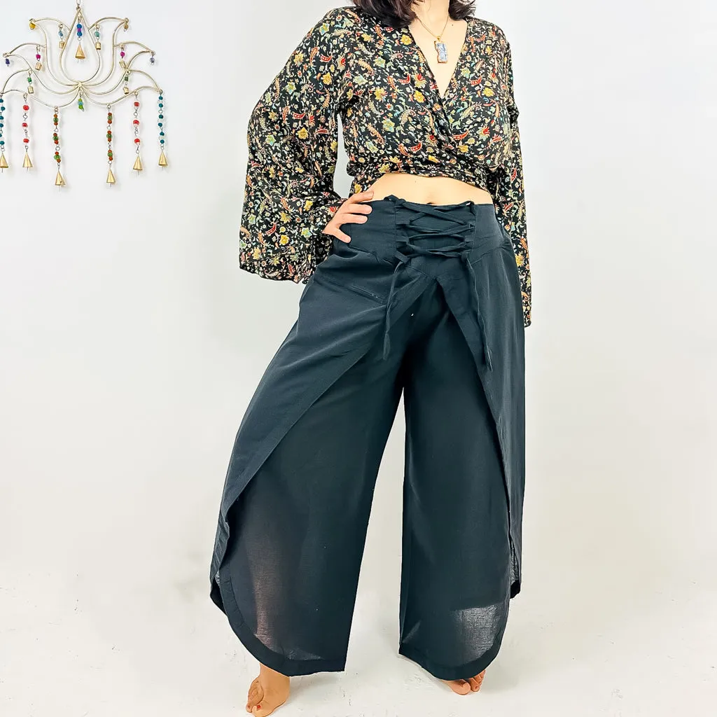 Cotton Double Layer Wide Leg Palazzo Pant