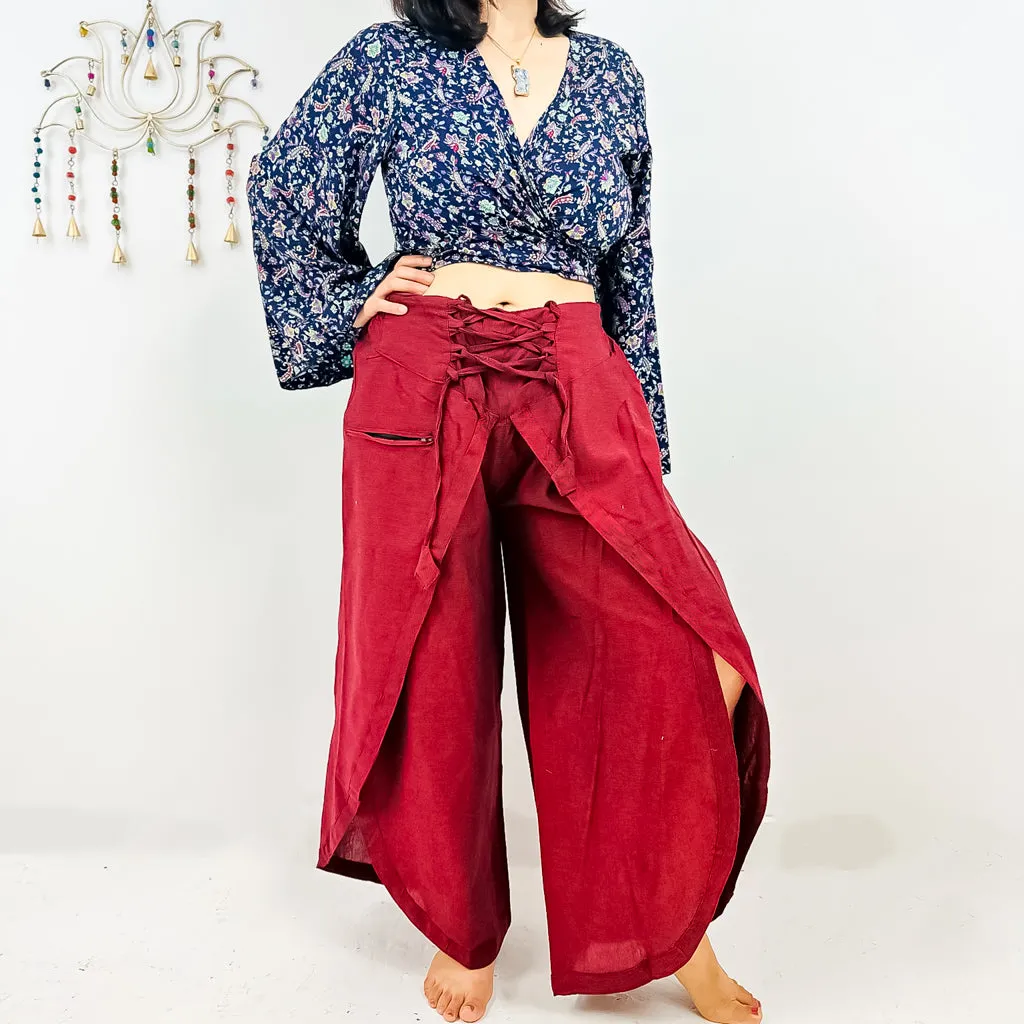 Cotton Double Layer Wide Leg Palazzo Pant