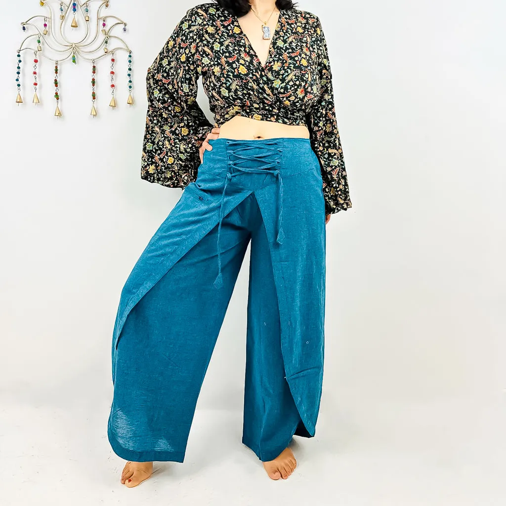 Cotton Double Layer Wide Leg Palazzo Pant