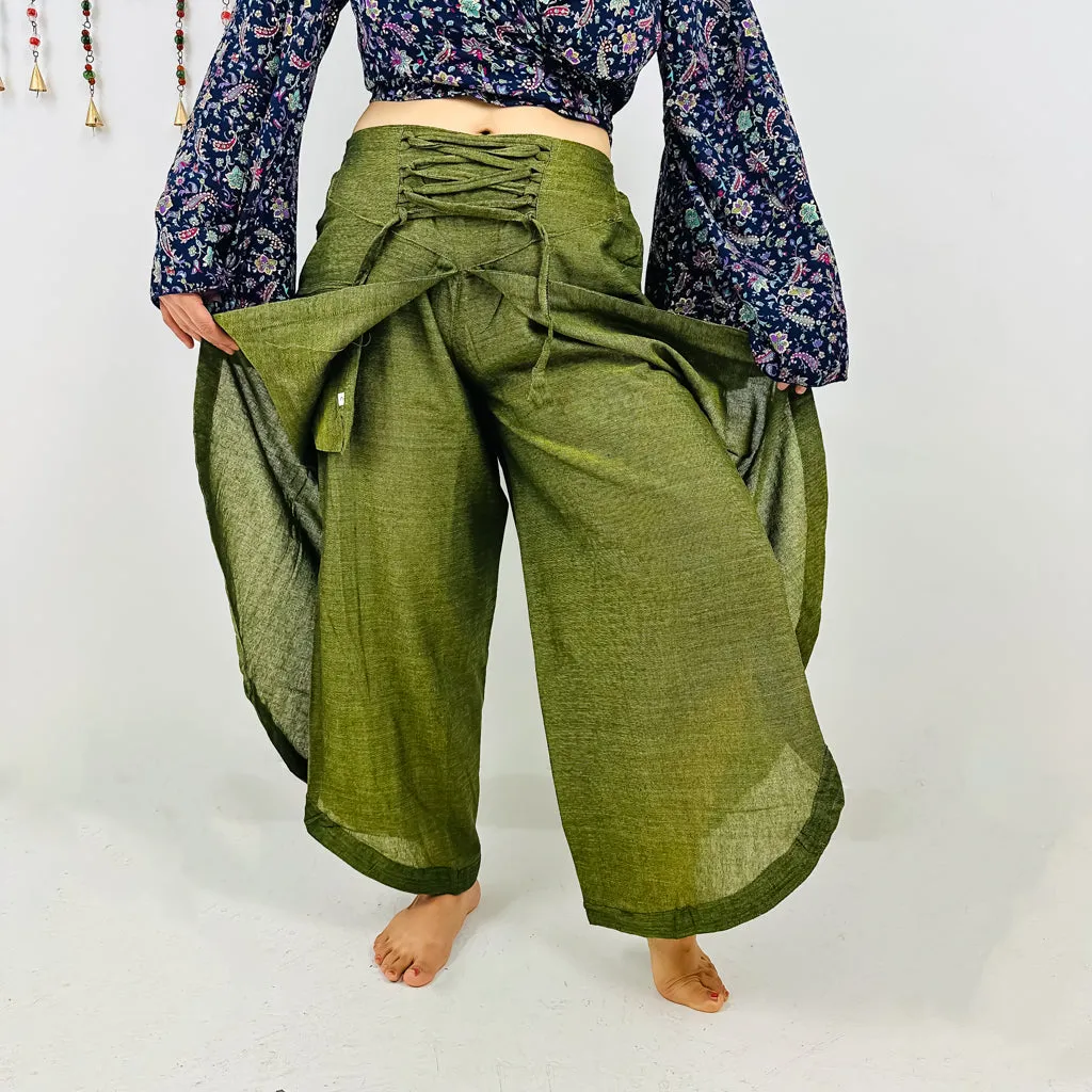 Cotton Double Layer Wide Leg Palazzo Pant