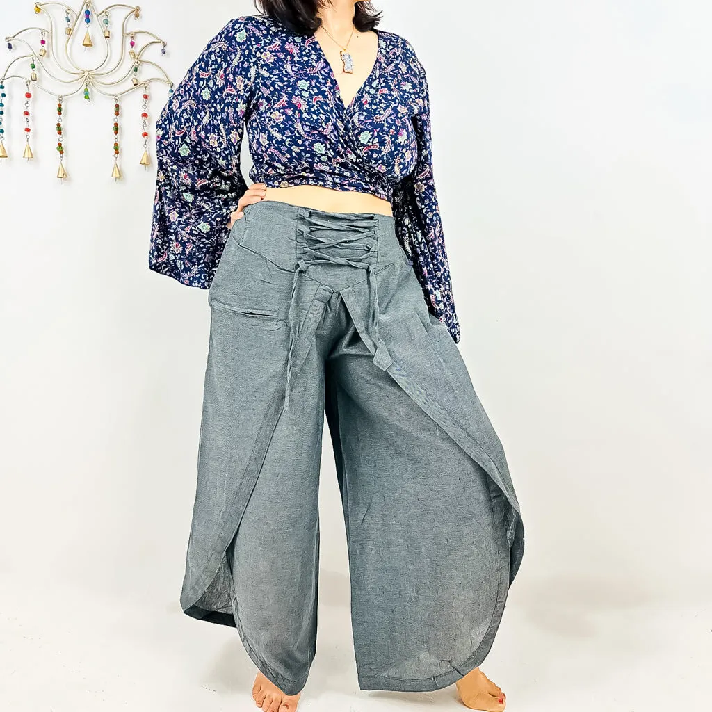 Cotton Double Layer Wide Leg Palazzo Pant