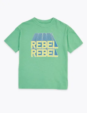 Cotton Rebel Rebel Slogan T-Shirt