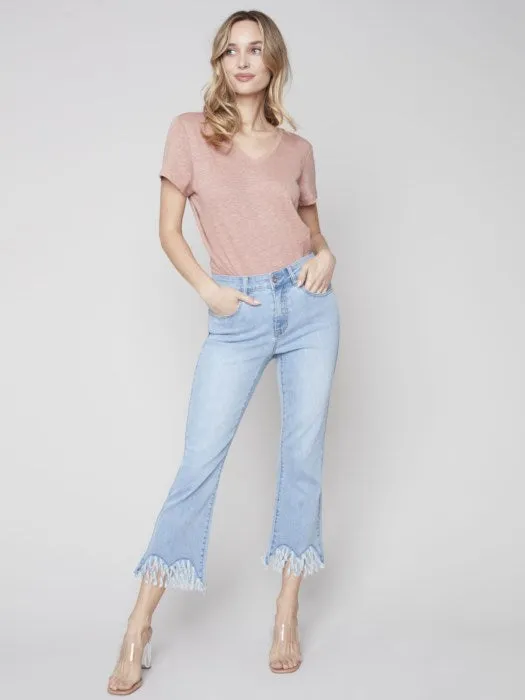 Cropped Feathered Hem