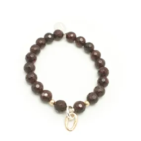 Curve Collection: Red Garnet & Bronze Curve Stretch Bracelet