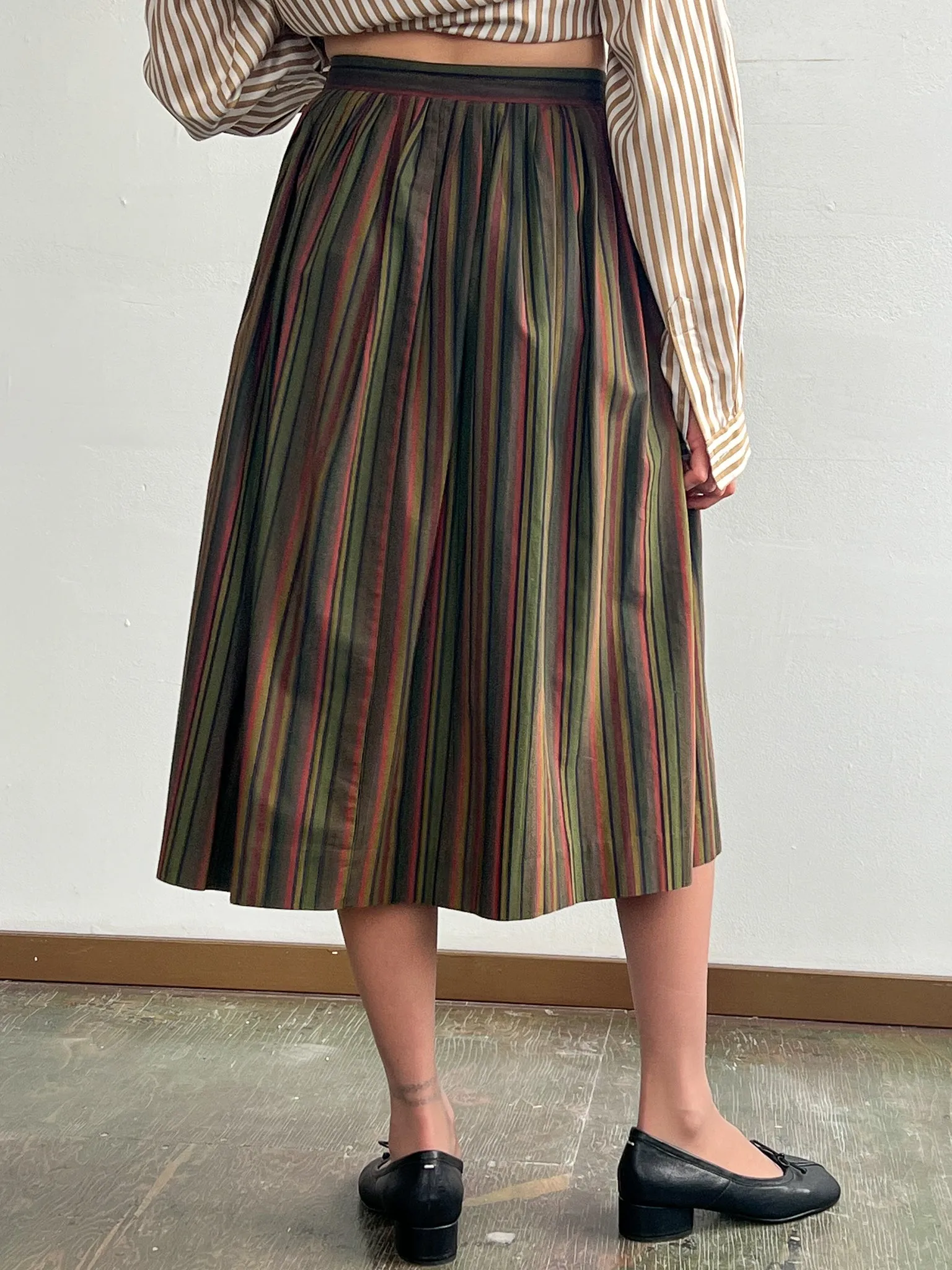 Dark Neutrals Cotton Stripe Skirt (S)