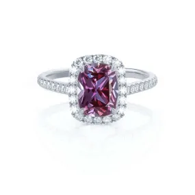 DARLEY - Chatham® Alexandrite Elongated Cushion Micro Pavé 18k White Gold Halo