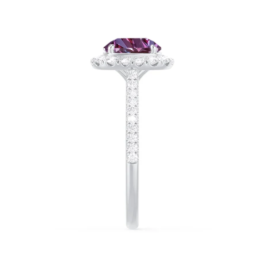 DARLEY - Chatham® Alexandrite Elongated Cushion Micro Pavé 18k White Gold Halo