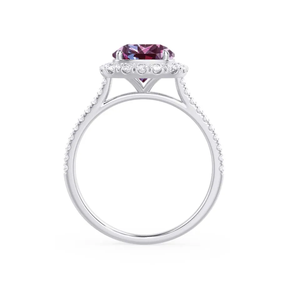 DARLEY - Chatham® Alexandrite Elongated Cushion Micro Pavé 18k White Gold Halo