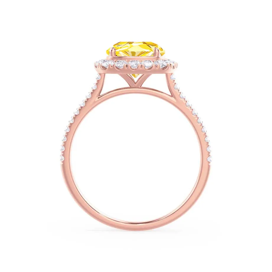 DARLEY - Chatham® Yellow Sapphire Elongated Cushion Micro Pavé 18k Rose Gold Halo