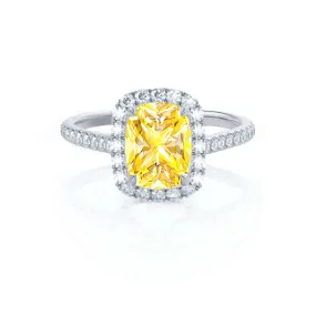 DARLEY - Chatham® Yellow Sapphire Elongated Cushion Micro Pavé 950 Platinum Halo