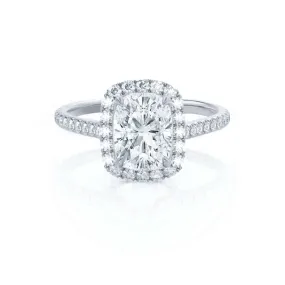 DARLEY - Moissanite Elongated Cushion Micro Pavé Platinum Halo