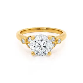 DELILAH - Round Lab Diamond 18k Yellow Gold Shoulder Set Ring